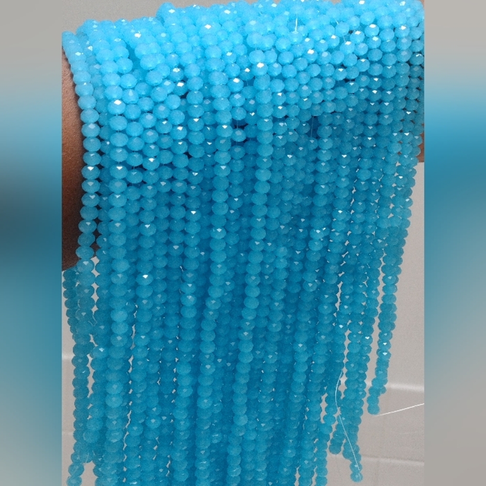 6mm Blue Glass Crystal Beads 300pcs Loose Beads, NOT IN STRANDS
